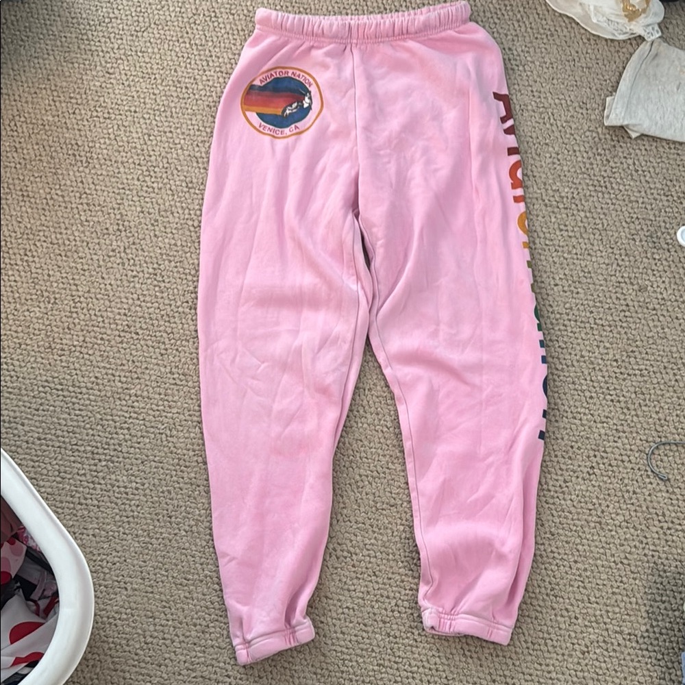Aviator Nation Pink Velour Track Pants